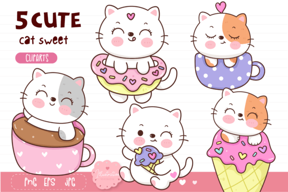Cute Cat Coffee Sublimation Kawaii