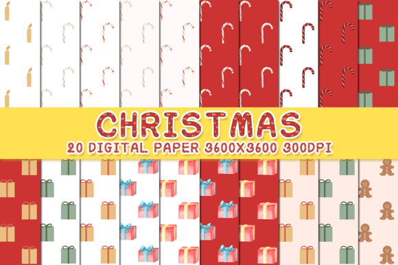Retro Christmas Digital Papers 3 for Festive Branding