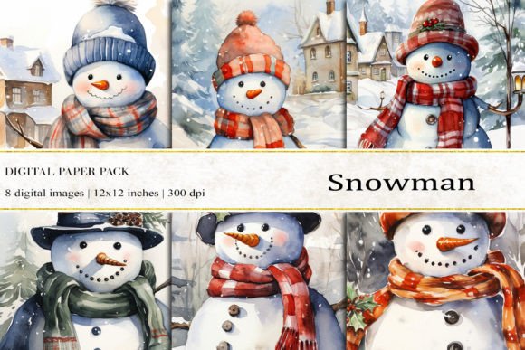 Snowman Digital Papers for Creative Projects