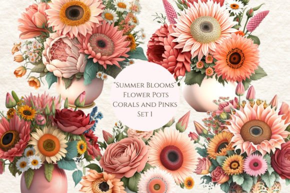 Summer Blooms - Flower Pots Pink Coral: A Digital Asset Evaluation