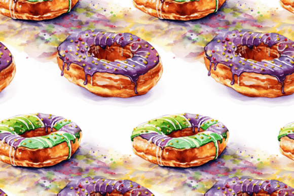 The Art of Digital Creativity: Unleashing Your Imagination with Watercolor Mardi Gras King Cake Seamless Patterns